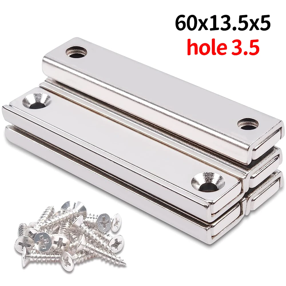 

2~12Pcs 60mm Hole 3.5 Rectangular Pot Magnets N35 Strong Neodymium Magnet Magnetic Iman Permanent NdfeB Countersunk With Screws