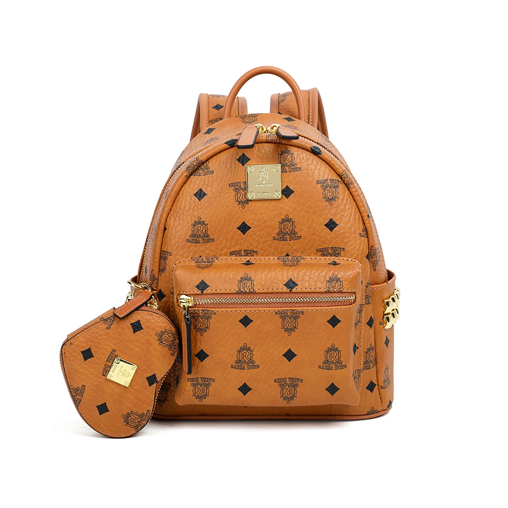 

Fashion New Backpack Couple Style Metal Rivet Design Comes with Love Wallet Keychain Men's and Women's Backpack
