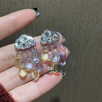 korean s925 silver needle girl temperament cloud water drop tassel earrings ins new personalized sweet jewelry for women gifts