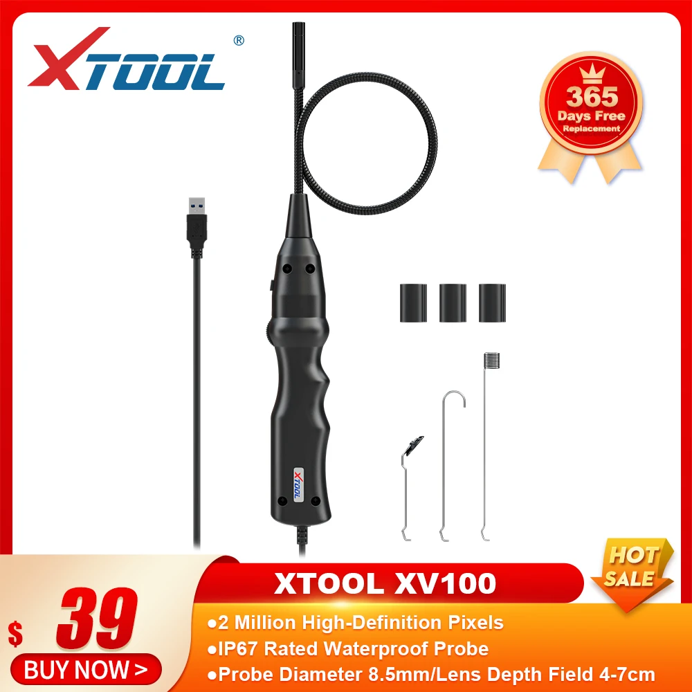

XTOOL XV100 Newest HD Flexible Snake Inspection Videoscope XV100 Connect With XTOOL Tablet USB 3.0 1080P IP67 Waterproof 8 LEDs