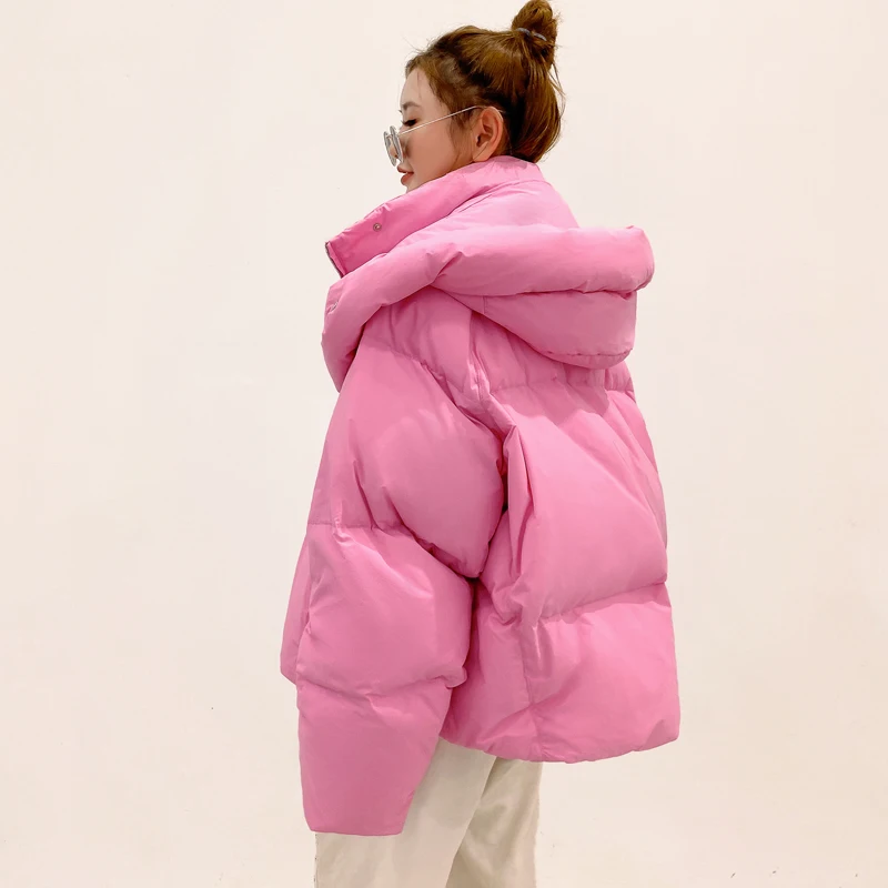 Winter Jacket Women's Jacket Women's Warm Fashion Candy Color Jacket Long Thick Parka Coat Korean Loose Hooded Jacket 2022 New