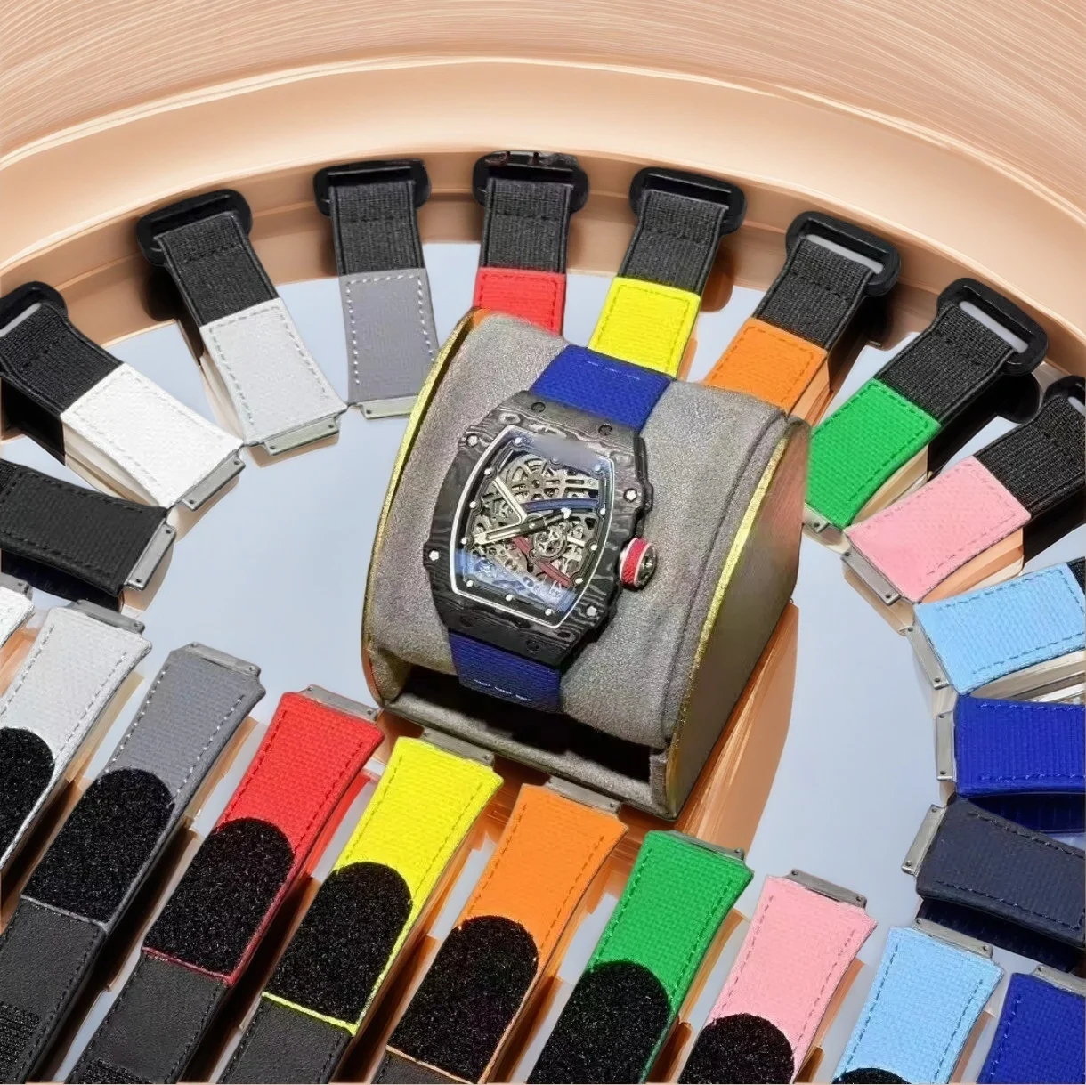 Ремешки из каучука FKM на заказ для часов Richard Mille моделей RM011, RM030, RM005, RM035, RM055, RM50-01, RM67, эластичные нейлоновые ремешки (art.: 3920d44ba0dc2) - 3920d44ba0dc2