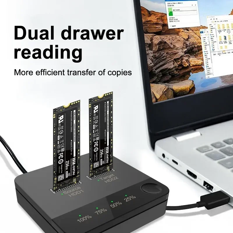 USB 3.1 Type C to M.2 SATA Dual Bay SSD Корпус Внешний копир жесткого диска Док-станция для чтения