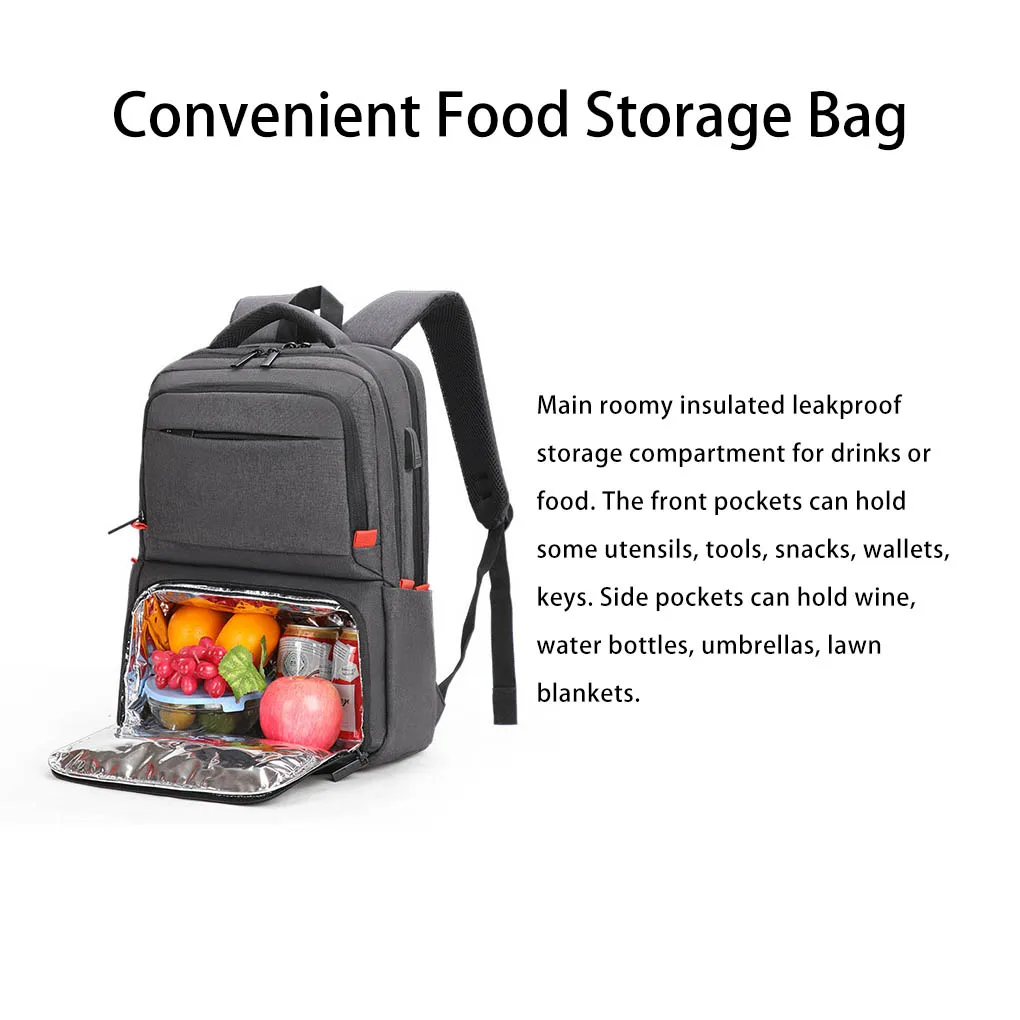 

Lunch Backpack Large-Capacity Storage Bag Shoulders Picnic Bags Camping