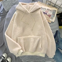 womens fleece flannel pullover female sweatshirt autumn winter zipper coat sweet hooded bear print harajuku loose pocket hoodies