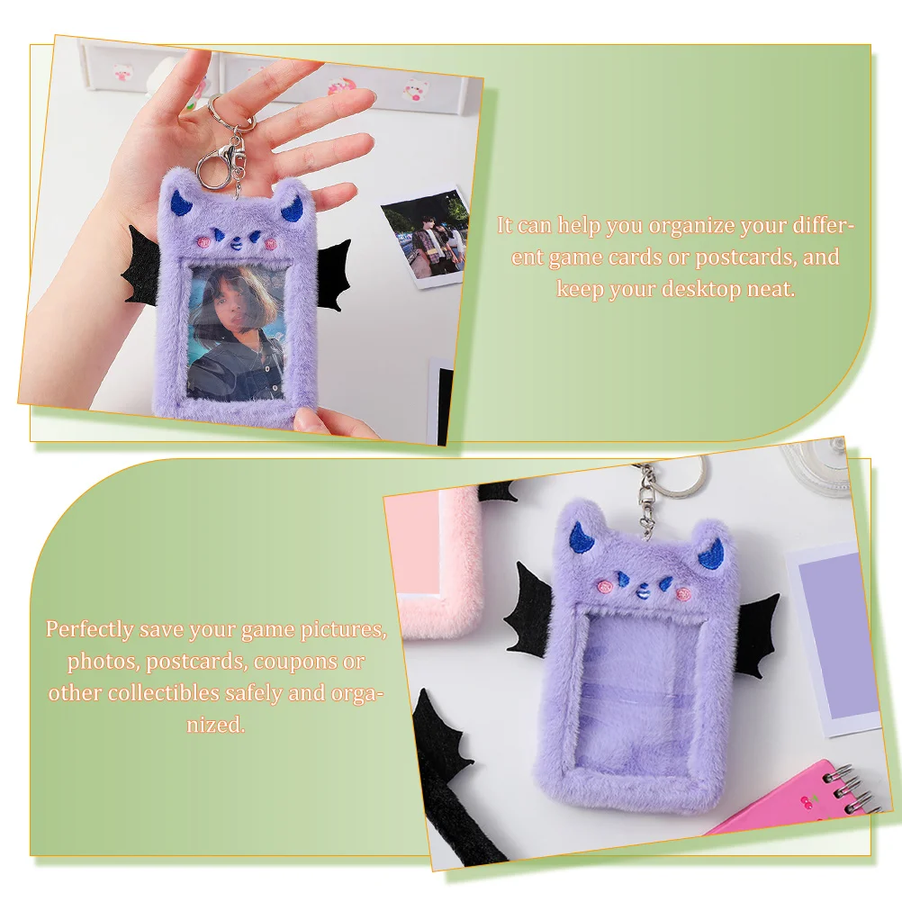 Plush Card Holder Office Id Holders Sleeves Replace Clip Credit Alloy Keychain Cover Badge