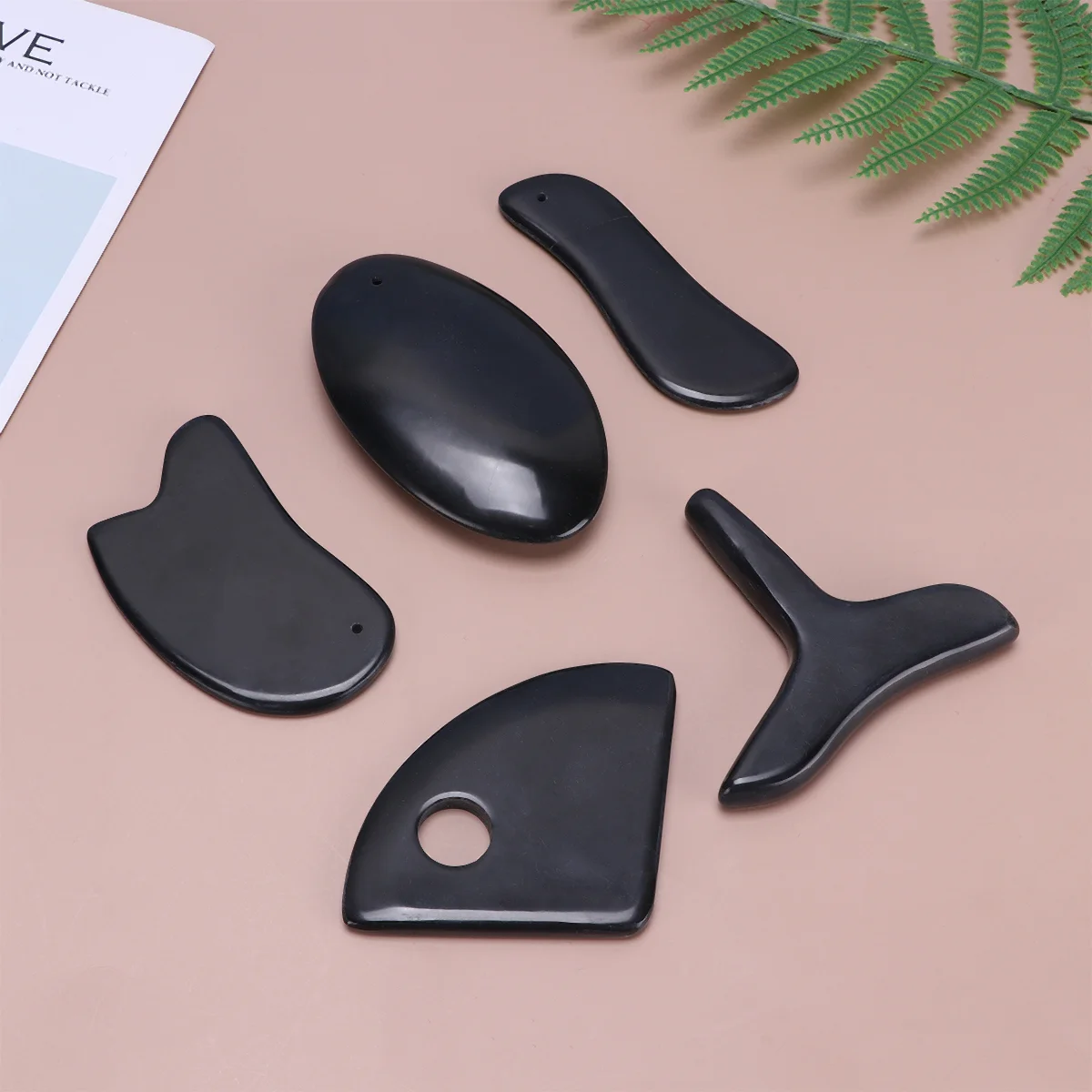 

5pcs Board Stone Body Care Scraping Board SPA Essential Oil Body Tool for Feet ( Black )