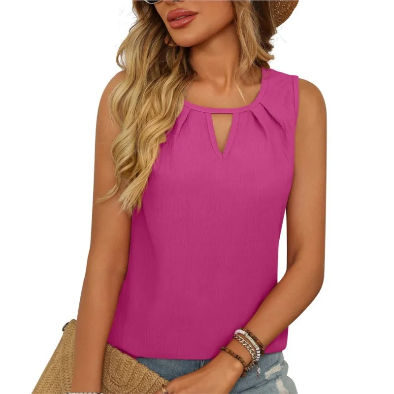 Весна/Лето 2022 новая однотонная футболка без рукавов с круглым вырезом