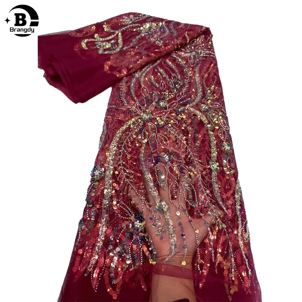 Африканская кружевная ткань 2024 Высококачественная для свадебного платья