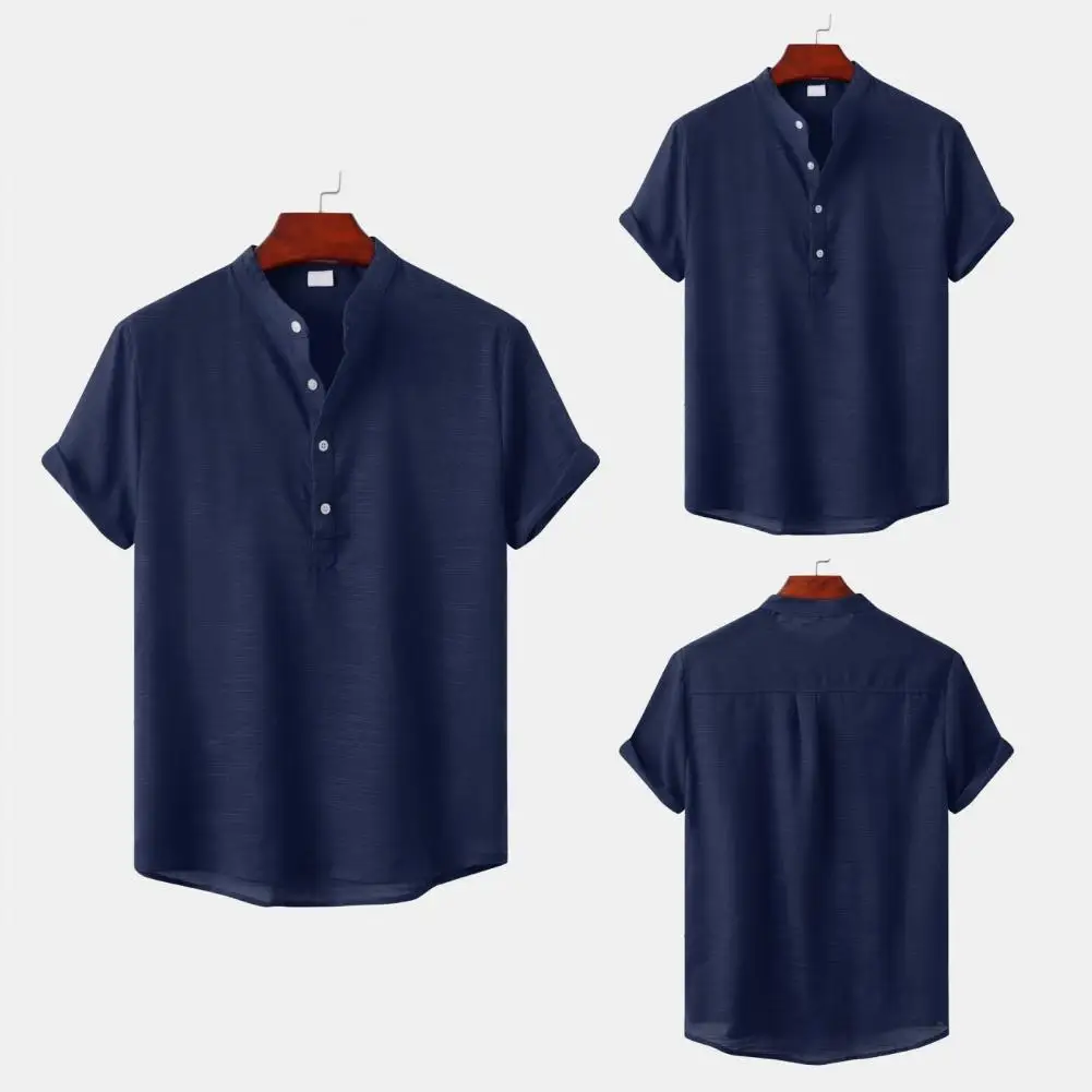 

Male Top Soft 5 Sizes Eye-catching Pure Color Men Blouse Shirt Top for Daily Wear