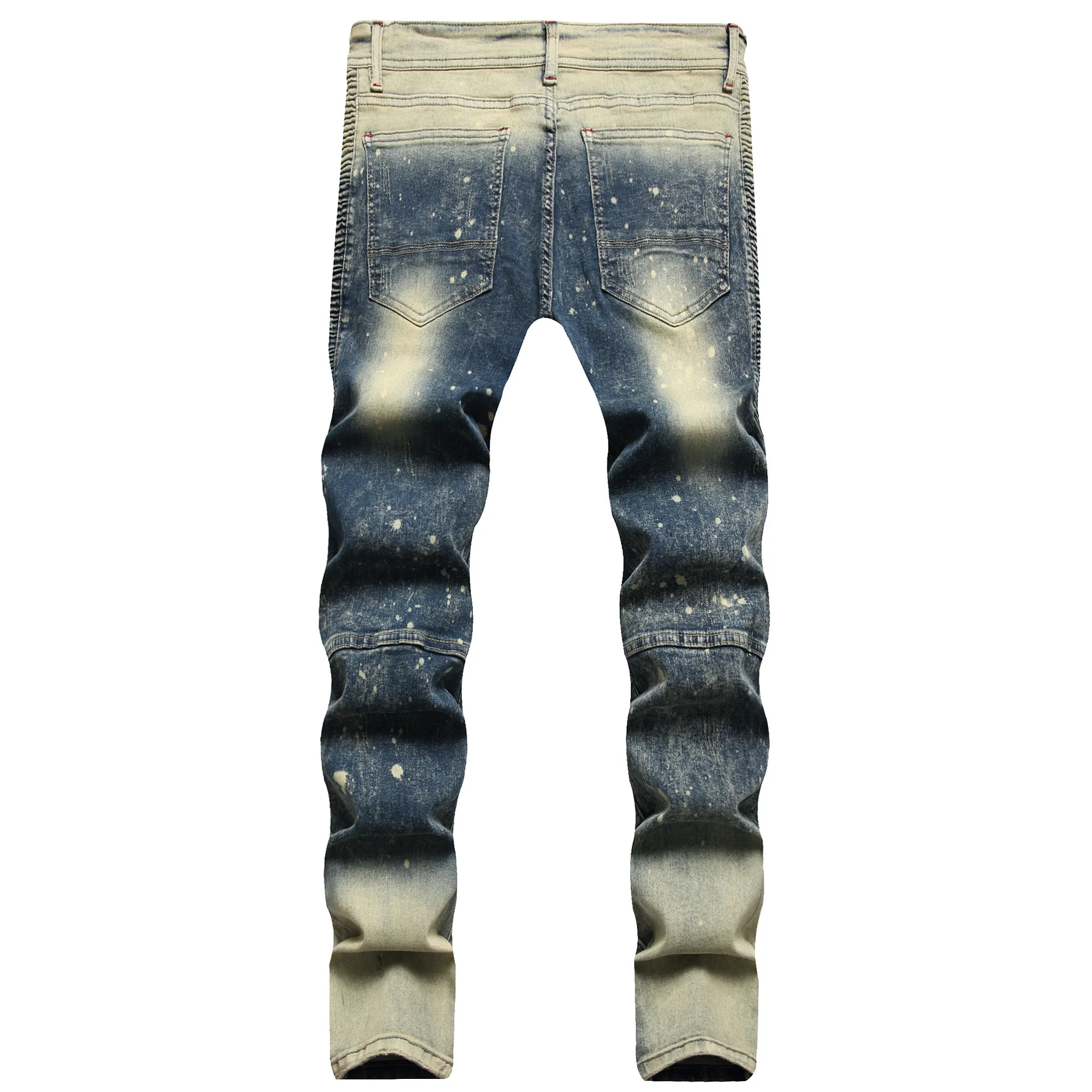 2022 New Mens Slim jeans Men Stretch High Quality Vintage Painting Distressed Denim Cotton Pants Ruched Designer Jeans for Men