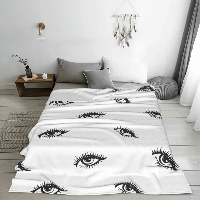 

Pattern Of Eyes With Big Lashes Eyelash Blankets Flannel Summer Open Closed Eyes Throw Blankets for Bedding Bedroom Bedspreads