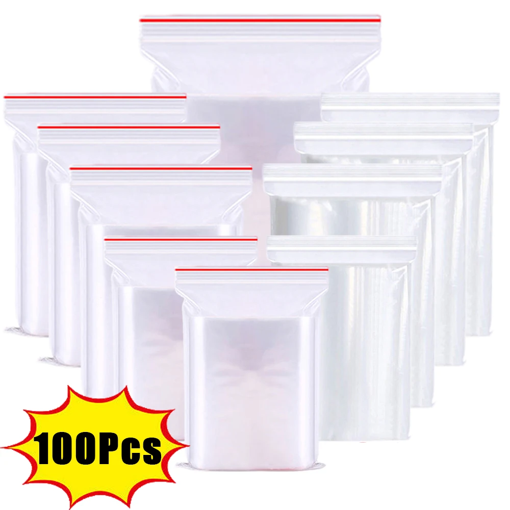 

Food Gifts Bags Bag 100pcs Organizer Bags Selaing Transparent Pouch For Reusable Plastic Packaging Jewelry Reclosable Storage
