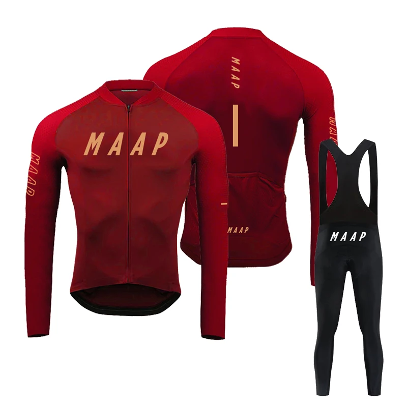 

2024 MAAP Autumn Cycling Jersey Set Men Long Sleeve Bike Clothing MTB Uniform Maillot Ropa De Ciclismo Sports Bicycle Bib Pants