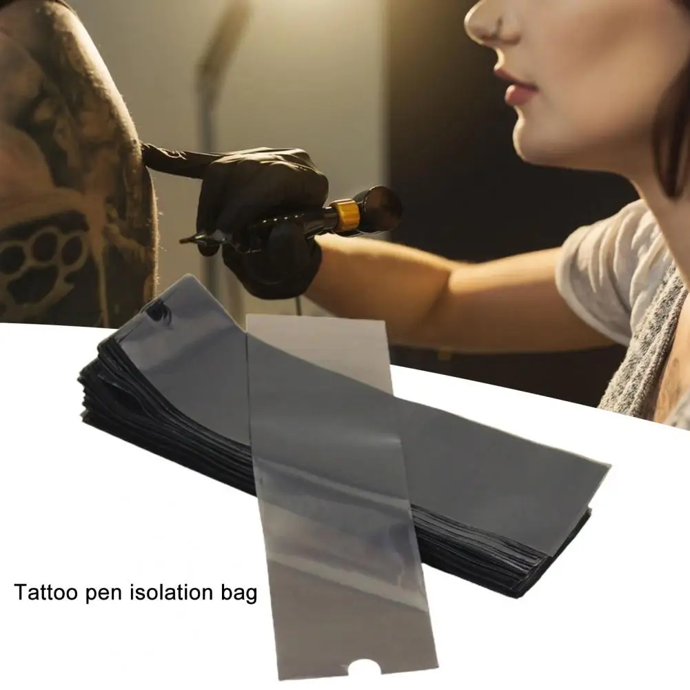

200Pcs/Box Tattoo Pen Cover Sufficient Quantity Pre-punched Hole Disposable Dustproof Protection Black Tattoo Pen Machine Bag Ma