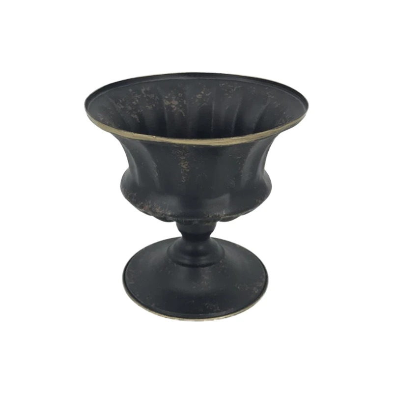 

Planter Vase Black Rustic Metal Classic Flower Pot Iron Flower Vase for Home Vase Office Hotel Vase Tabletop Decorations