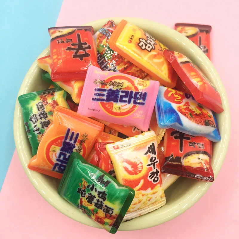 20Pcs Mixed Mini Cute Instant Noodles Flat back Resin Cabochons Embellishments For Scrapbooking Diy Phone Dolls Accessories | Дом и сад