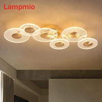 2022 new arrival interior design led ceiling lights golden round living room lamps gold lustres surface mounted bedroom lustres