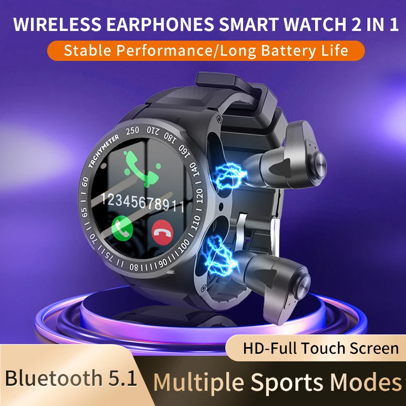 Online Aipower سماعات Smartwatch 2 في 1 سمّاعات أذن لاسلكيّة بلوتوث 5.1 رياضة رقميّ سوار مراقب معدل ضربات القلب عداد W26