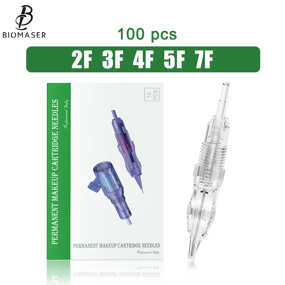 100pcs Cartridge Needle 3F 4F 5F 7F Permanent Microblading Needle Disposable for Eyebrow lip Makeup Pen Machine Needles Tips
