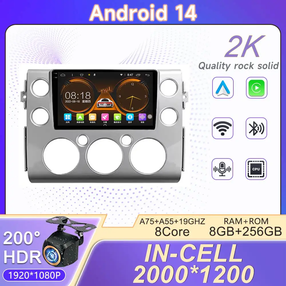 2K Incell экран Android 14 для Toyota FJ Cruiser J15 2006 - 2020 GPS навигация Авто Carplay мультимедийный