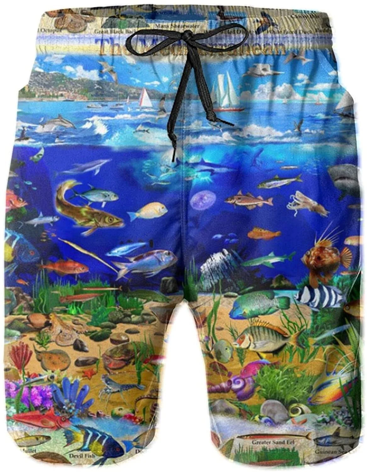 

Waist Drawstring Underwater World Picture Pants Unique Men'S Sport Half Shorts Casual Swim Short Printing Board Swim