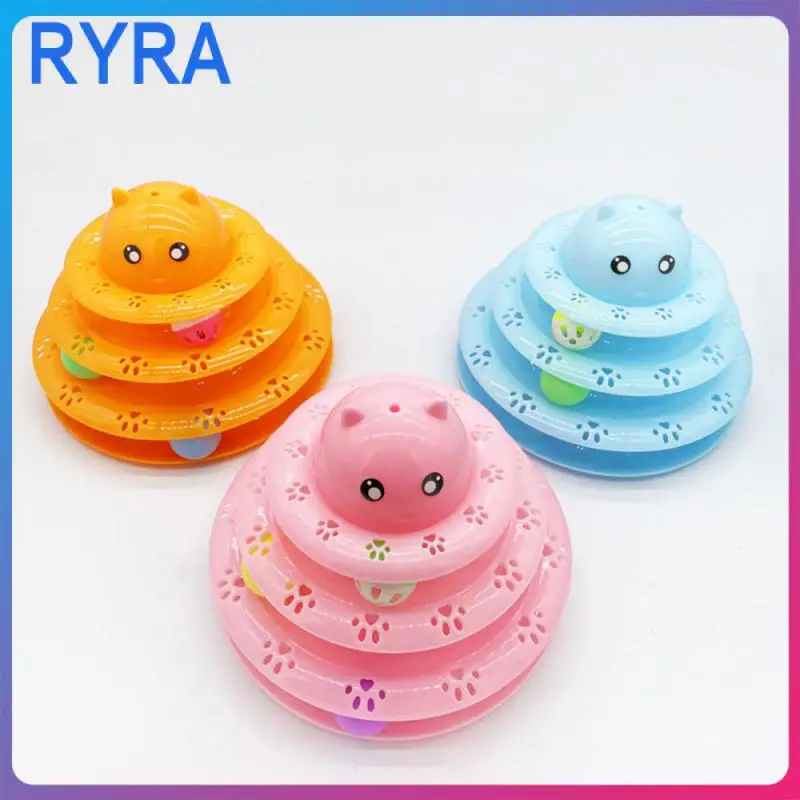 

With Balls Interactive Tower Cat Turntable Toy Anti-slip Training Cat Toy Three-layer Turntable Track Tower Pp Cat Toy