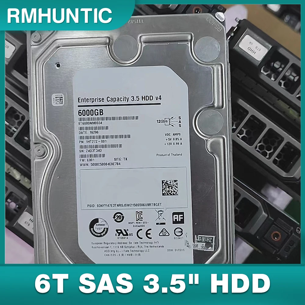 ST6000NM0034 For Server Hard Disk 0PRNR 0NWCC 6Gb 12G V4 6T SAS 3.5