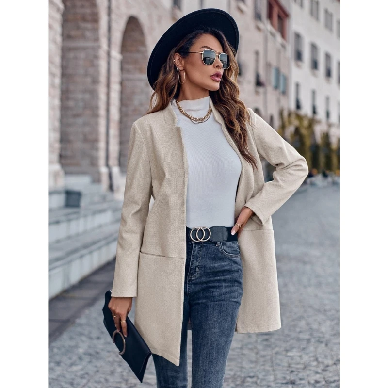 

Women's Casual Long Sleeve Open Front Cardigan Jackets Casual Business Long Jackets Coat with Pockets Fall Outwear