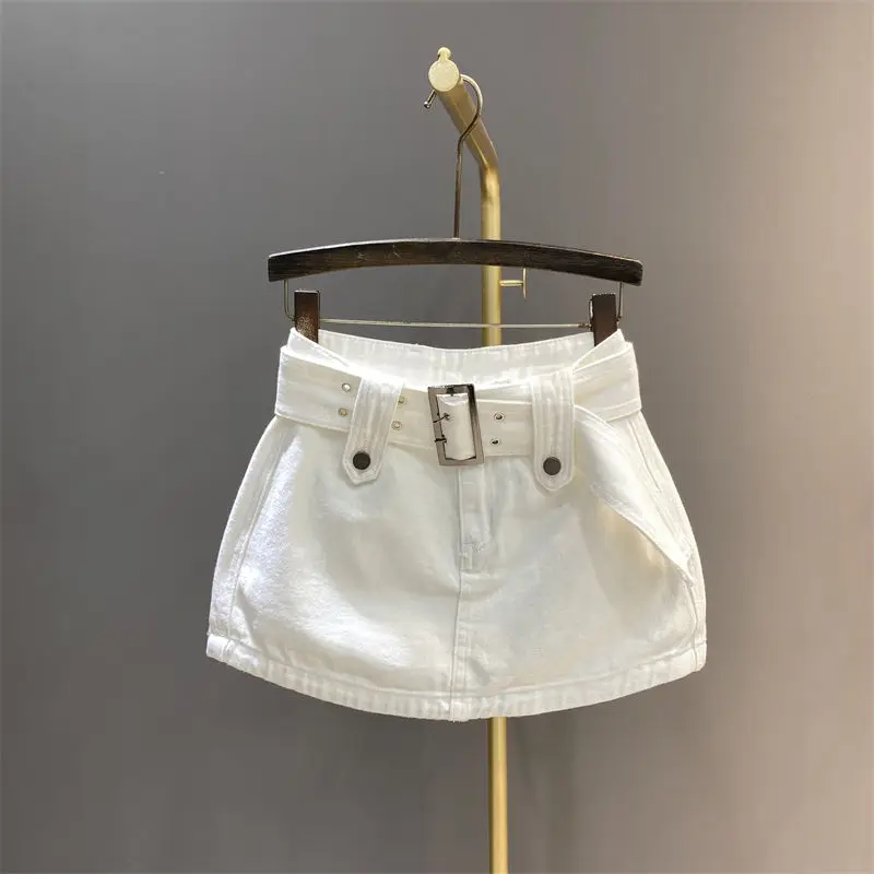 Retro denim  women's 2022 summer new hot girls' short  high waist A-line buttock skirt pants  denim  jean skirt