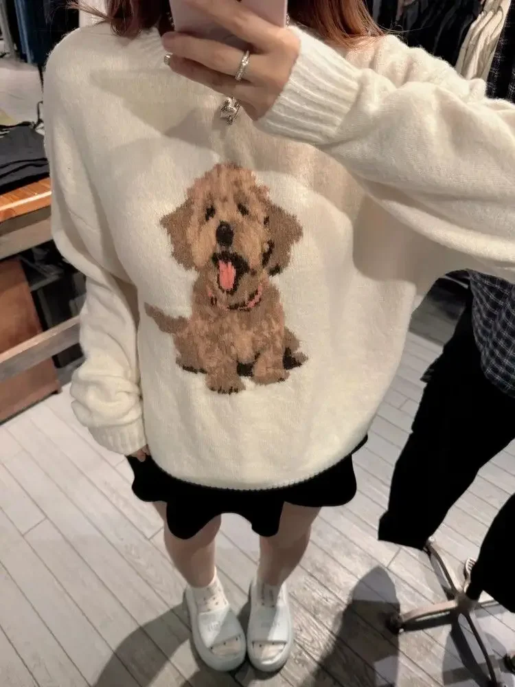 Мультяшный забавный пуловер с круглым вырезом женский осенний новый корейский