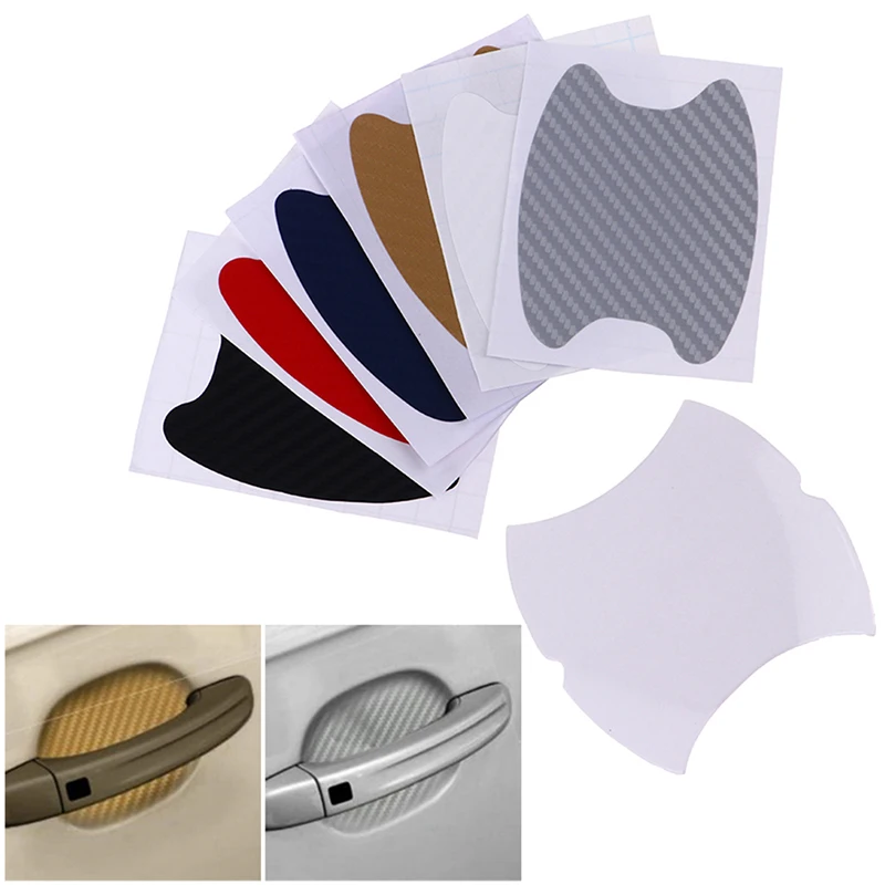 

4 шт., автомобильные наклейки на дверные ручки, из углеродного волокна