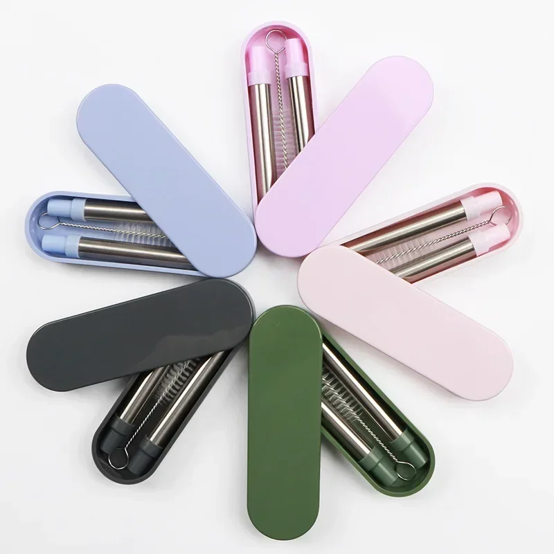 1 шт. многоразовая Складная труба из нержавеющей стали