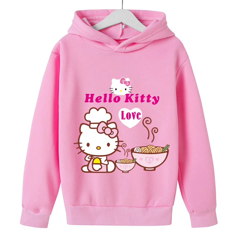 Купи 2022 Autumn New Style Hello Kitty Hoodie Boys Girls Fashion Loose Hoodie Kids Print Hello Kitty Hoodie fit 4-14 Years Old Kids за 288 рублей в магазине AliExpress