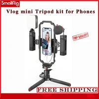 smallrig dslr phone professional vlog tripod kit for iphone 13 12 case cage with 2 handle remote control microphone led light