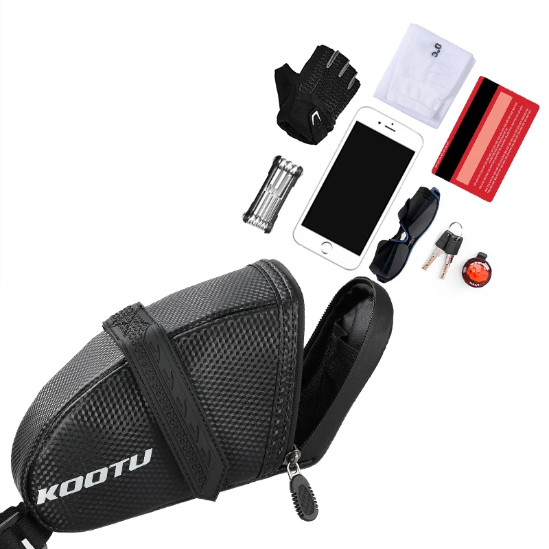 

KOOTU bicycle 1.5L hard shell saddle bag waterproof seatpost bag road bike mountain bike riding bag seatpost light saddle rear