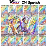 spanish pokemon anime cards containing 50vmax 50v holographic fighting poker game card collection toy childrens birthday gift