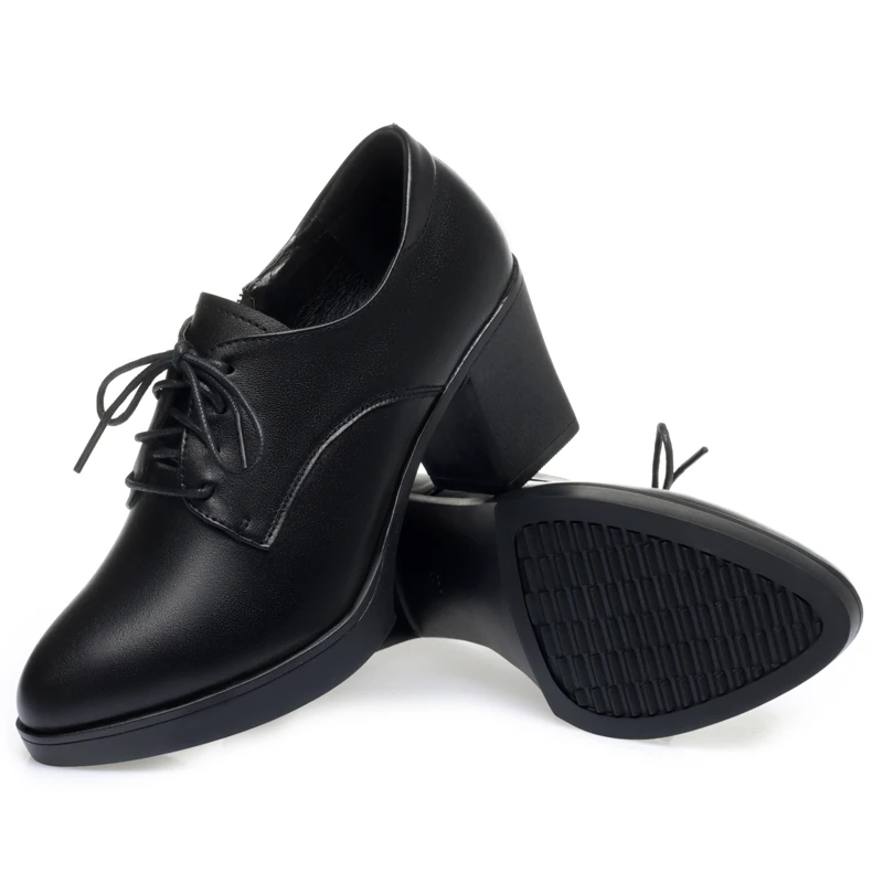 DIMANYU Dress Shoes Female New 2023 Spring High Heels Real Leather Lace-up Women's Shoes British Platform Women's Shoes