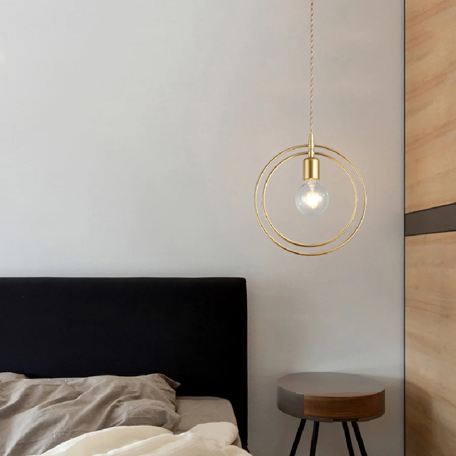 

Golden LED Iron Pendant Lights Restaurant Decoration E27 Hanglamp Bedroom Parlor Indoor Lighting Pendant Lamps Kitchen Fixtures