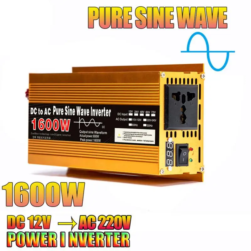 

1600W 2200W 3000W Pure Sine Wave DC 12V/24V to AC 220V Transformer Convert Multi-function Socket Converter Car inverter