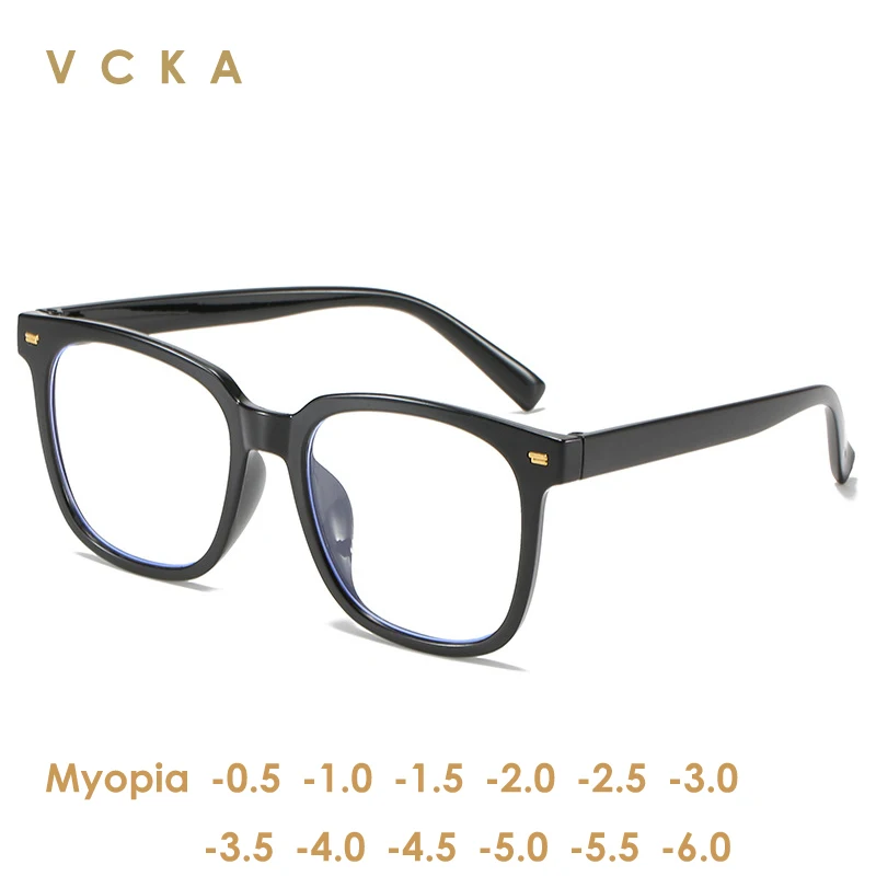 

Мужские и женские очки для близорукости VCKA, черные оптические очки для близорукости с защитой от сисветильник света, с диоптриями от-0,5 до-6,0