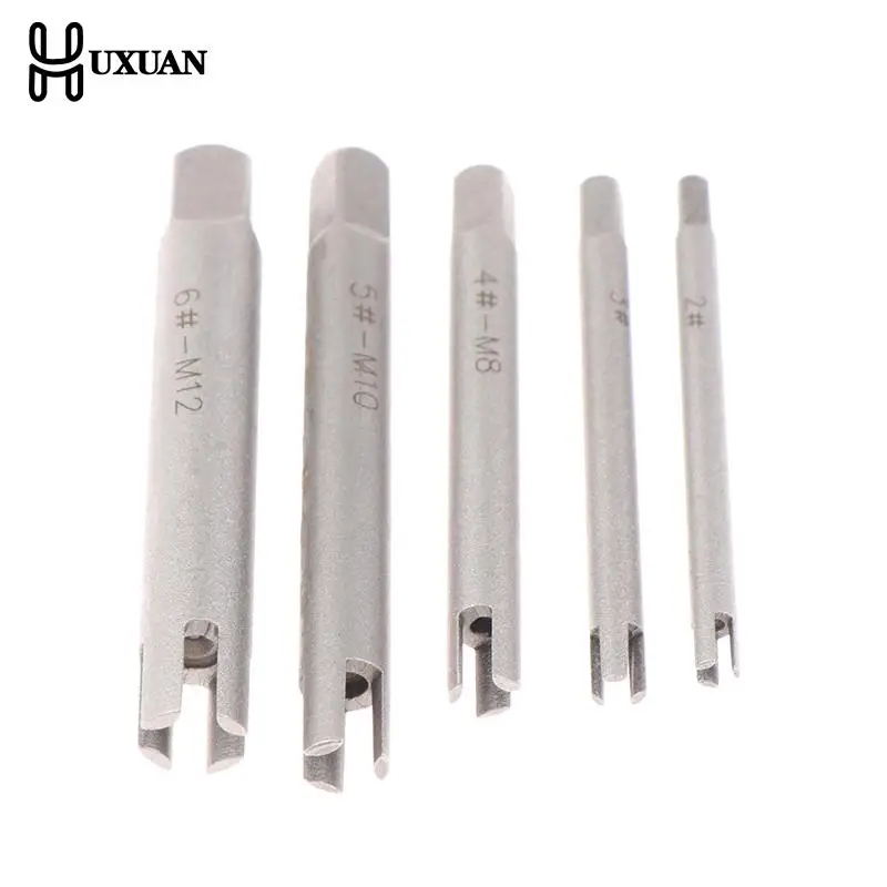 

5Pcs M5-M12 Damaged Screw Tap Extractor Guide Set Broken Screw Tap Remover Tool Wrench Set Drill Bit
