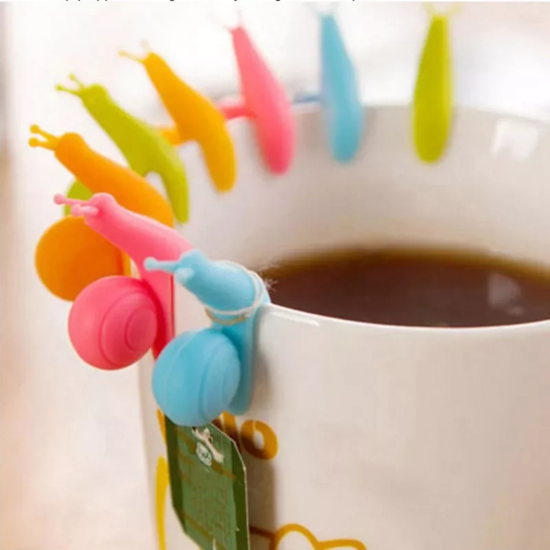

2023New Cute Snail Shape Tea Bag Holder Silicone Mug Cup Hanging Tea Tools Tea Clips Teaware Pot Decoration Gift Random Color
