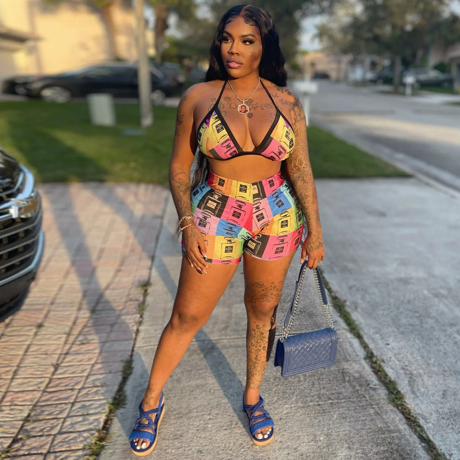 

Beach Sexy Two Peice Set for Women Summer Clothes for Women Shorts and Top Set Party Club Womens 2 Piece Outfit Set Wholesale