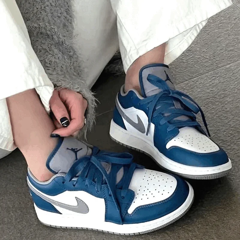 Jordan Air 1 Low True Blue Удобные и универсальные Нескользящие износостойкие туфли в стиле