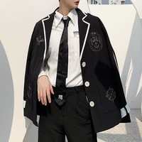 men casual loose blazer high school uniform suit jacket students preppy style top outwear coat cosplay