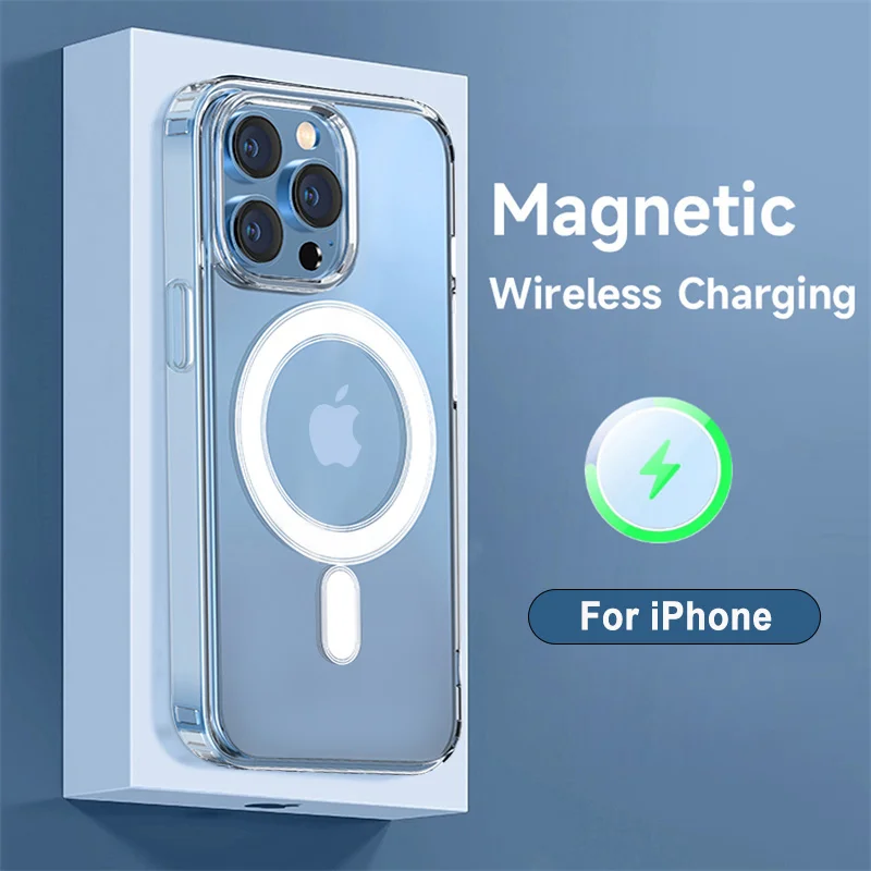 Прозрачный Магнитный чехол для беспроводной зарядки противоударный подходит