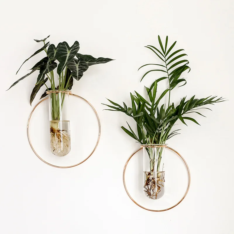 Скандинавская настенная Золотая стеклянная ваза гидропонная фотожелезная