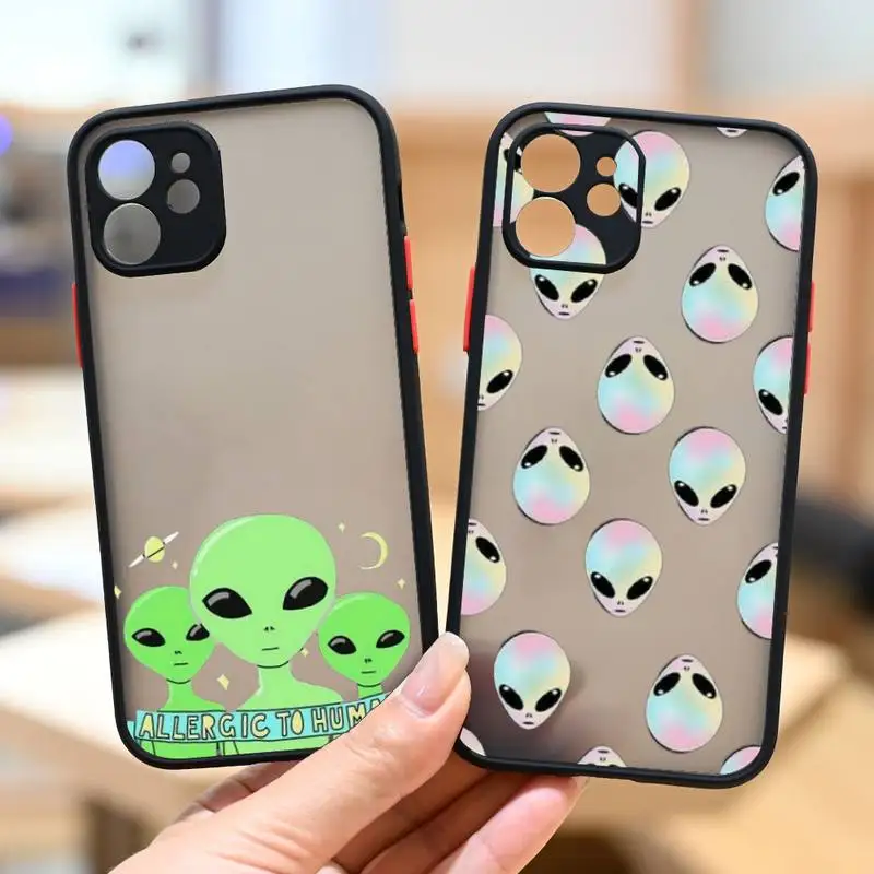 

Aesthetics Cartoon Alien Space Phone Case IPhone 12 11 13 14 Pro Max X XR XS SE2020 7 8 Plus Hard Shockproof Cover Case
