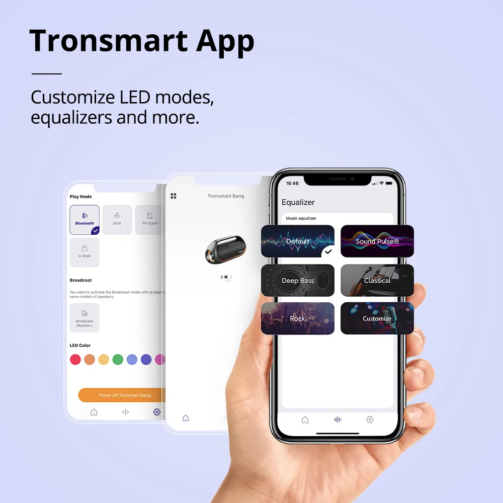 Фото Динамик Tronsmart Bang Bluetooth-динамик с аудио Hi-Res без потерь, 60 Вт, тяжелые басы, управление через приложение, портативная ручка, для вечеринки №3
